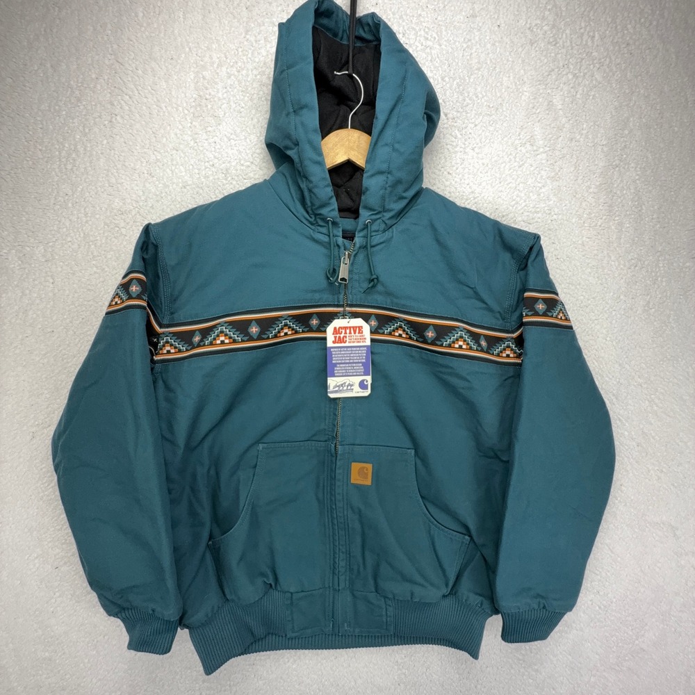 Carhartt Bethany Yellowtail Montana Active Jac Aztec Mens Large NWT Teal Blue